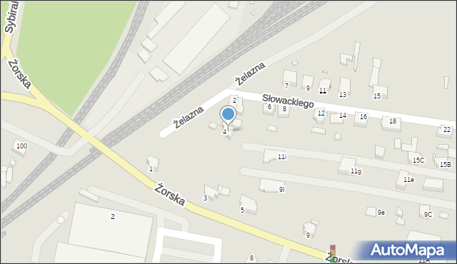 Rybnik, Żelazna, 8, mapa Rybnika