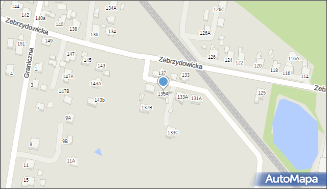 Rybnik, Zebrzydowicka, 135A, mapa Rybnika