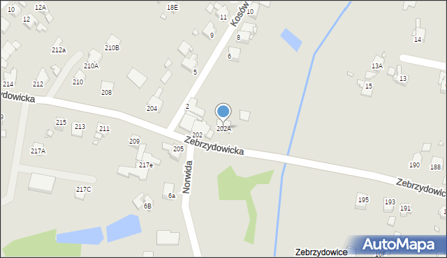 Rybnik, Zebrzydowicka, 202A, mapa Rybnika