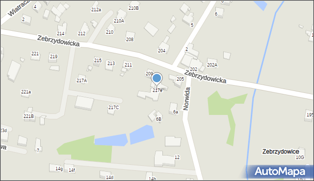 Rybnik, Zebrzydowicka, 217e, mapa Rybnika