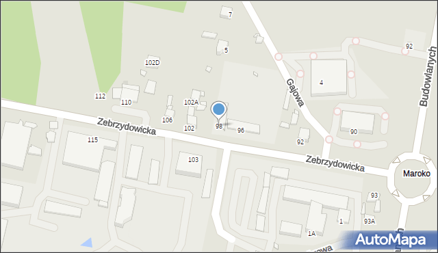 Rybnik, Zebrzydowicka, 98, mapa Rybnika