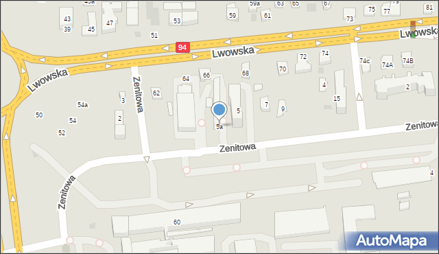 Rzeszów, Zenitowa, 5a, mapa Rzeszów