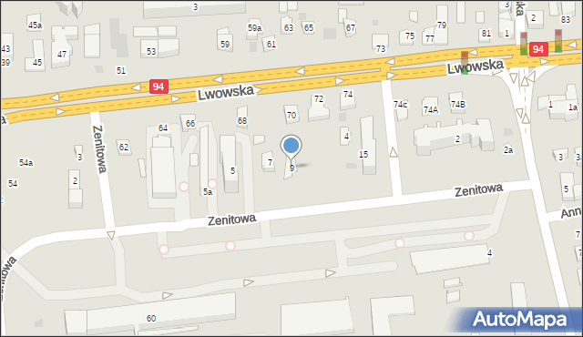 Rzeszów, Zenitowa, 9, mapa Rzeszów