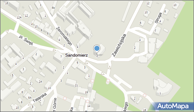 Sandomierz, Żeromskiego Stefana, 2, mapa Sandomierza