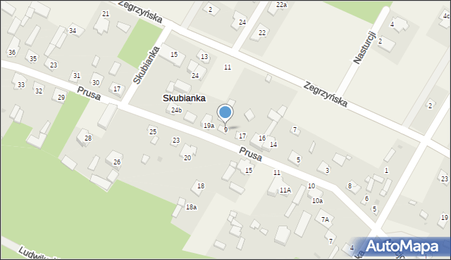 Skubianka, Zegrzyńska, 9, mapa Skubianka