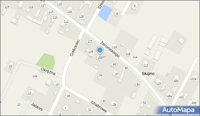 Słupno, Żeromskiego Stefana, 103, mapa Słupno