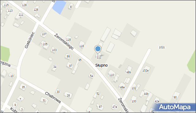 Słupno, Żeromskiego Stefana, 54a, mapa Słupno