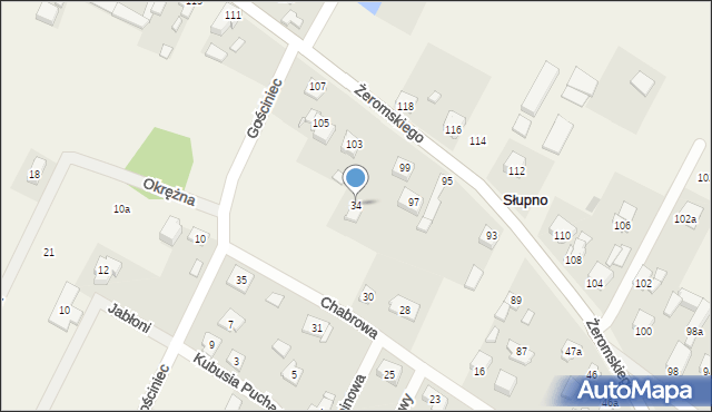 Słupno, Żeromskiego Stefana, 56a, mapa Słupno