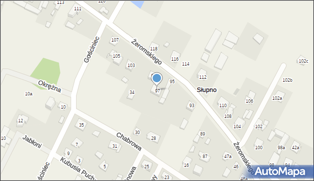 Słupno, Żeromskiego Stefana, 97, mapa Słupno