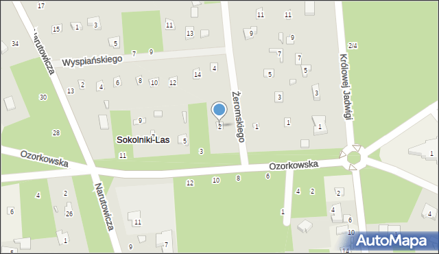 Sokolniki-Las, Żeromskiego Stefana, 2, mapa Sokolniki-Las