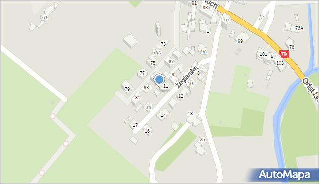 Sosnowiec, Żeglarska, 13, mapa Sosnowca