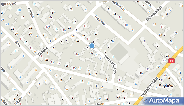 Stryków, Żeromskiego Stefana, 6a, mapa Stryków