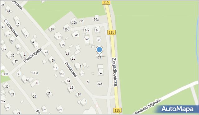 Szczecin, Zegadłowicza Emila, 28, mapa Szczecina