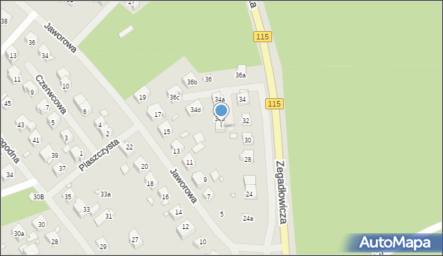 Szczecin, Zegadłowicza Emila, 34c, mapa Szczecina