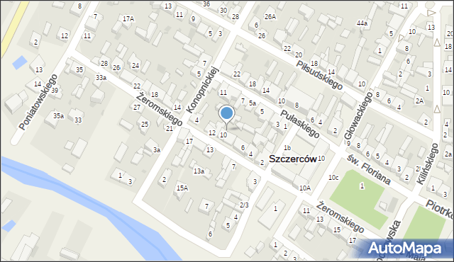 Szczerców, Żeromskiego Stefana, 10a, mapa Szczerców