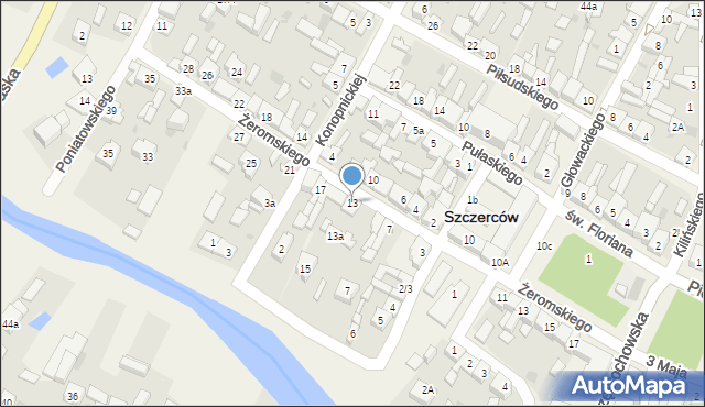 Szczerców, Żeromskiego Stefana, 13, mapa Szczerców