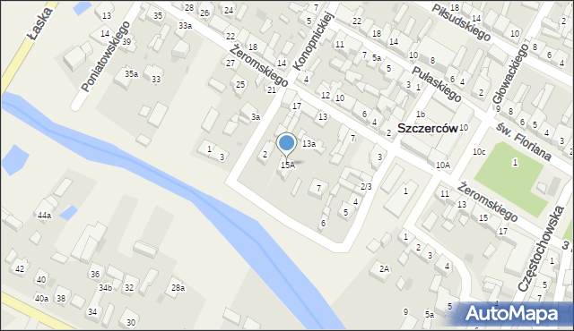 Szczerców, Żeromskiego Stefana, 15A, mapa Szczerców