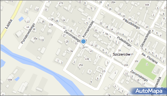 Szczerców, Żeromskiego Stefana, 17, mapa Szczerców