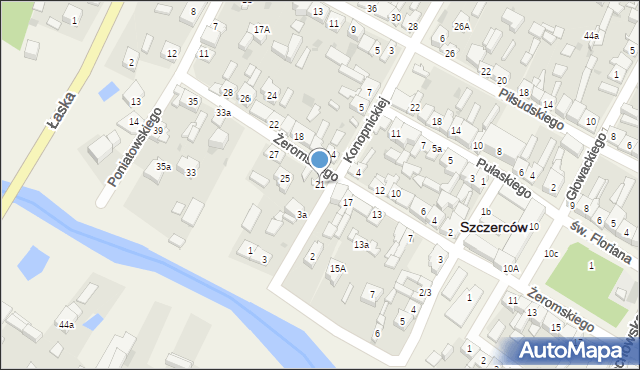 Szczerców, Żeromskiego Stefana, 21, mapa Szczerców