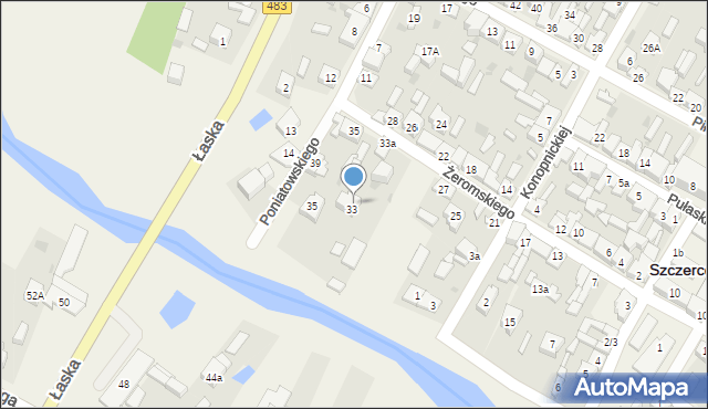 Szczerców, Żeromskiego Stefana, 33B, mapa Szczerców