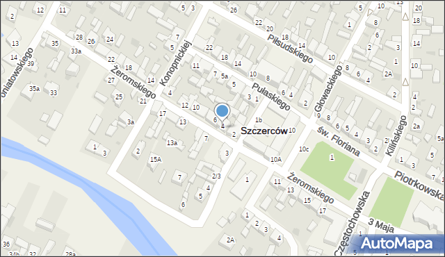 Szczerców, Żeromskiego Stefana, 4a, mapa Szczerców