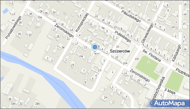 Szczerców, Żeromskiego Stefana, 7, mapa Szczerców