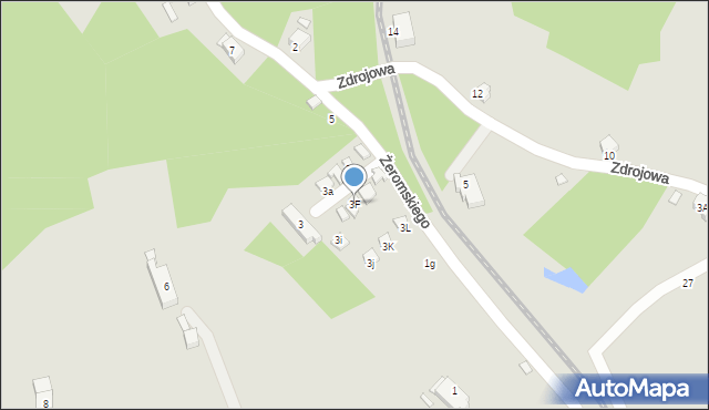 Szklarska Poręba, Żeromskiego Stefana, 3F, mapa Szklarska Poręba