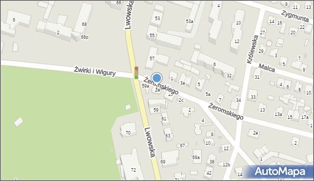 Tomaszów Lubelski, Żeromskiego Stefana, 2a, mapa Tomaszów Lubelski