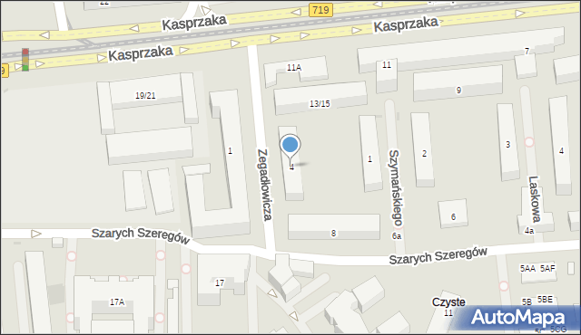 Warszawa, Zegadłowicza Emila, 4, mapa Warszawy