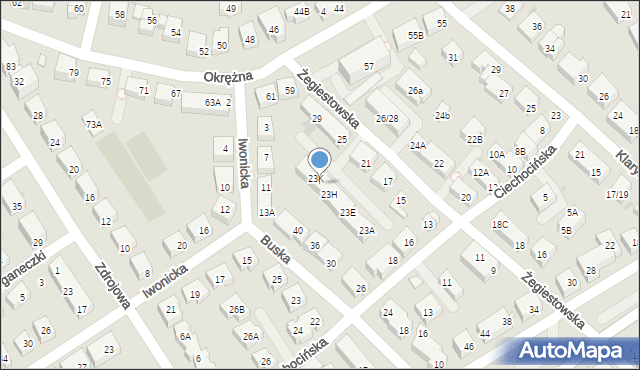 Warszawa, Żegiestowska, 23J, mapa Warszawy