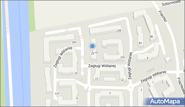 Warszawa, Żeglugi Wiślanej, 14, mapa Warszawy