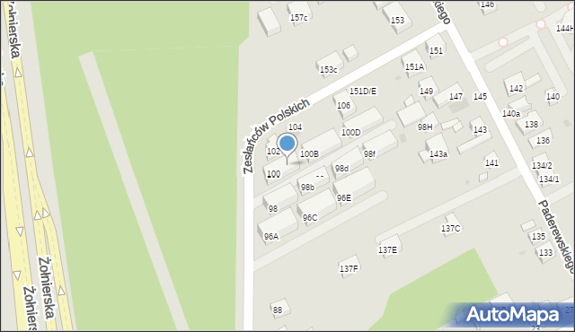 Warszawa, Zesłańców Polskich, 100A, mapa Warszawy