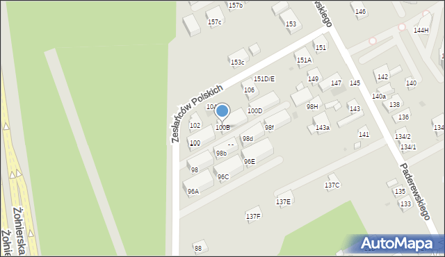 Warszawa, Zesłańców Polskich, 100B, mapa Warszawy