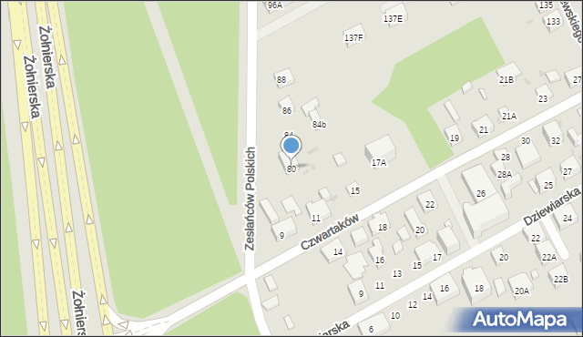 Warszawa, Zesłańców Polskich, 80, mapa Warszawy
