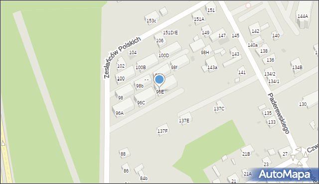 Warszawa, Zesłańców Polskich, 96E, mapa Warszawy