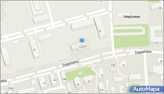 Warszawa, Żegańska, 21/23, mapa Warszawy