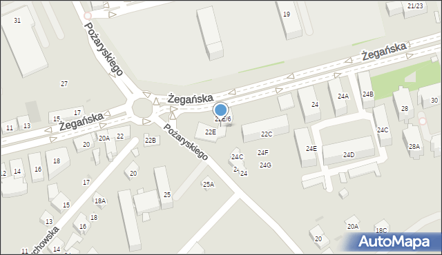 Warszawa, Żegańska, 22E/4, mapa Warszawy