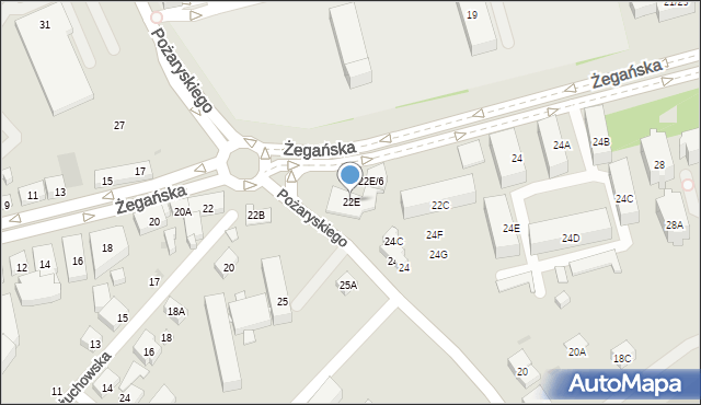 Warszawa, Żegańska, 22E, mapa Warszawy