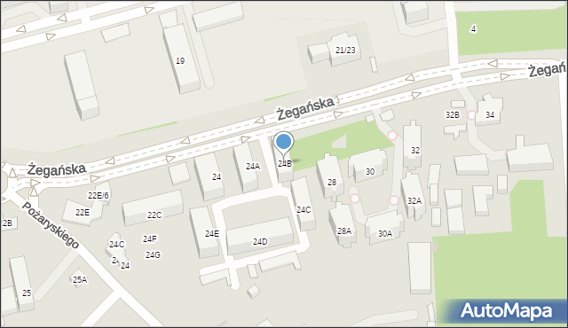 Warszawa, Żegańska, 24B, mapa Warszawy