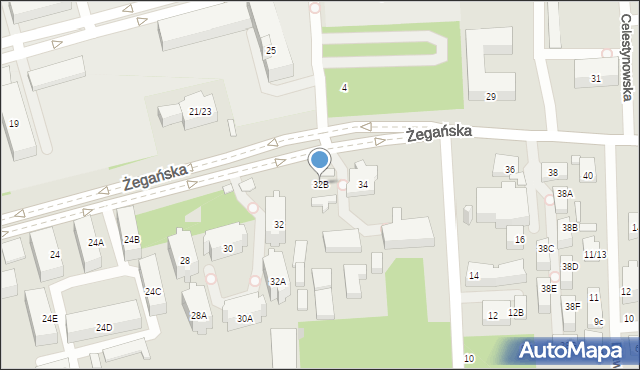 Warszawa, Żegańska, 32B, mapa Warszawy