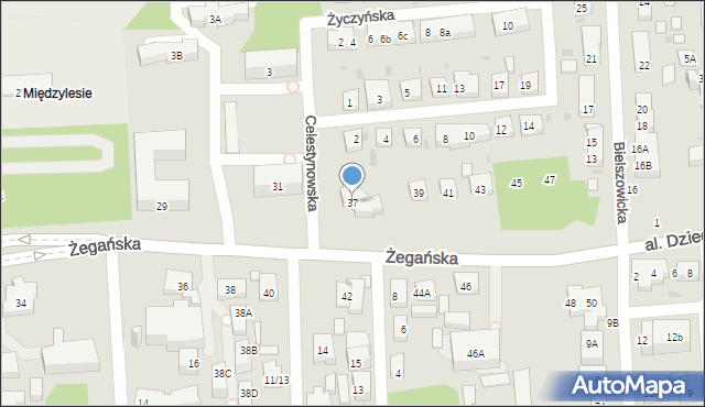 Warszawa, Żegańska, 37, mapa Warszawy