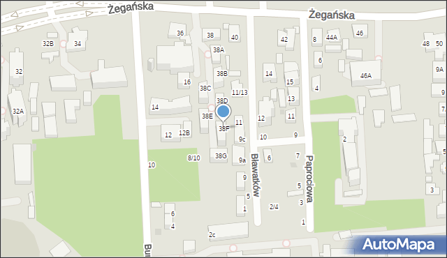 Warszawa, Żegańska, 38F, mapa Warszawy