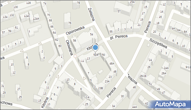 Wrocław, Żelazna, 52A, mapa Wrocławia