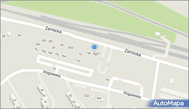 Wrocław, Żernicka, 74b, mapa Wrocławia