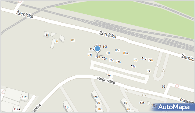 Wrocław, Żernicka, 76g, mapa Wrocławia