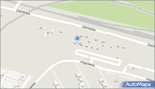 Wrocław, Żernicka, 76h, mapa Wrocławia