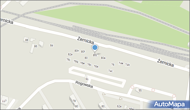 Wrocław, Żernicka, 80c, mapa Wrocławia