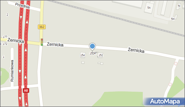 Wrocław, Żernicka, 152A, mapa Wrocławia