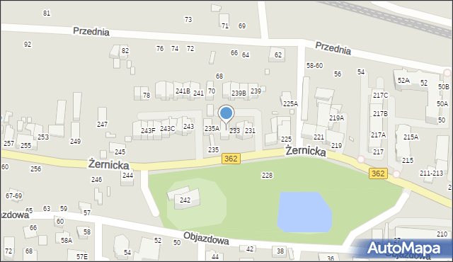 Wrocław, Żernicka, 233A, mapa Wrocławia