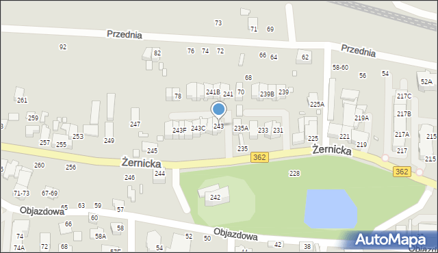 Wrocław, Żernicka, 243, mapa Wrocławia